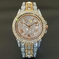 18k Gold Nano Plated Luxury Gold Full Diamond Watch - Luxurious Weddings