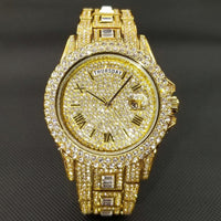 18k Gold Nano Plated Luxury Gold Full Diamond Watch - Luxurious Weddings