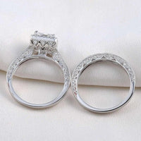 2 Piece Wedding Ring Set Princess Cut AAAAA CZ 925 Sterling Silver Luxurious Weddings