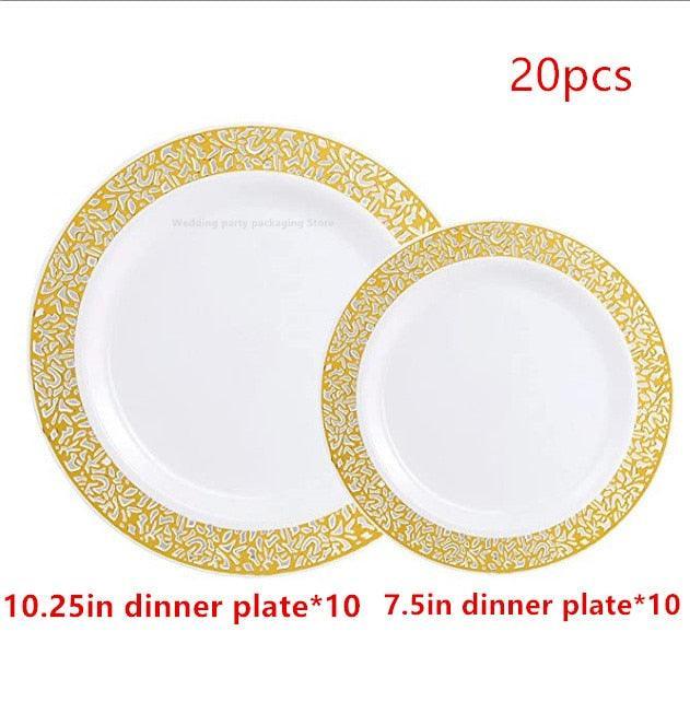 20-Piece Disposable Tableware Dinnerware Luxurious Weddings