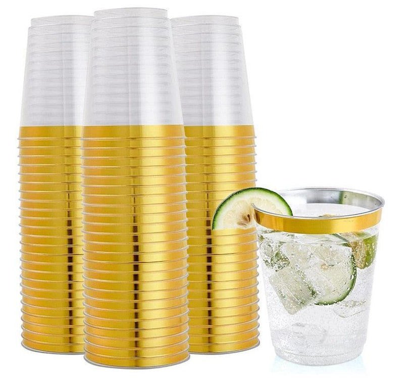 20/50/100pcs Golden Plastic Cup 9 oz Disposable Cup 0 Luxurious Weddings