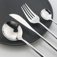 24Pcs Black Handle Golden Cutlery Set - Luxurious Weddings