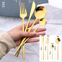 24Pcs Black Handle Golden Cutlery Set - Luxurious Weddings