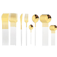 24Pcs Black Handle Golden Cutlery Set - Luxurious Weddings