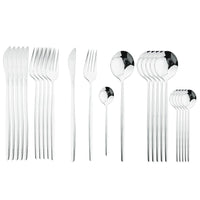 24Pcs Black Handle Golden Cutlery Set - Luxurious Weddings