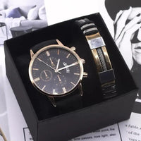 2pcs/set Mens Watch Bracelett Quartz Wrist Watch Set - Luxurious Weddings