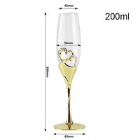 2Pcs/Set Wedding Crystal Champagne Glasses Gold Metal Stand Flutes - Luxurious Weddings