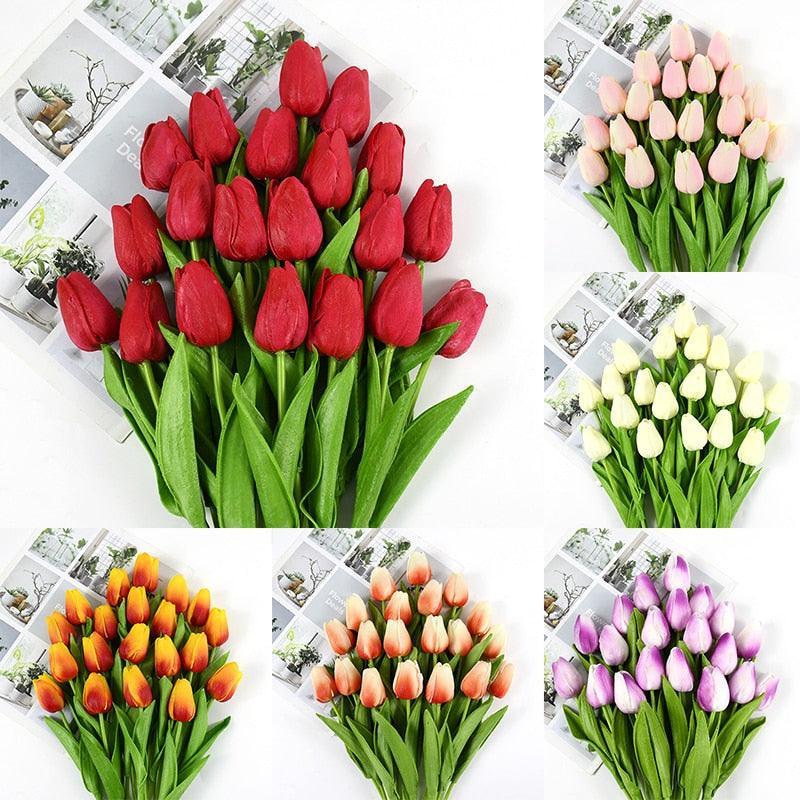 35 cm Tulip Flower Artificial Tulip Bouquet 10/5Pcs Artificial Lillies Luxurious Weddings