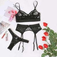 3pcs Womens Bra and Panty Set with Garter - Luxurious Weddings