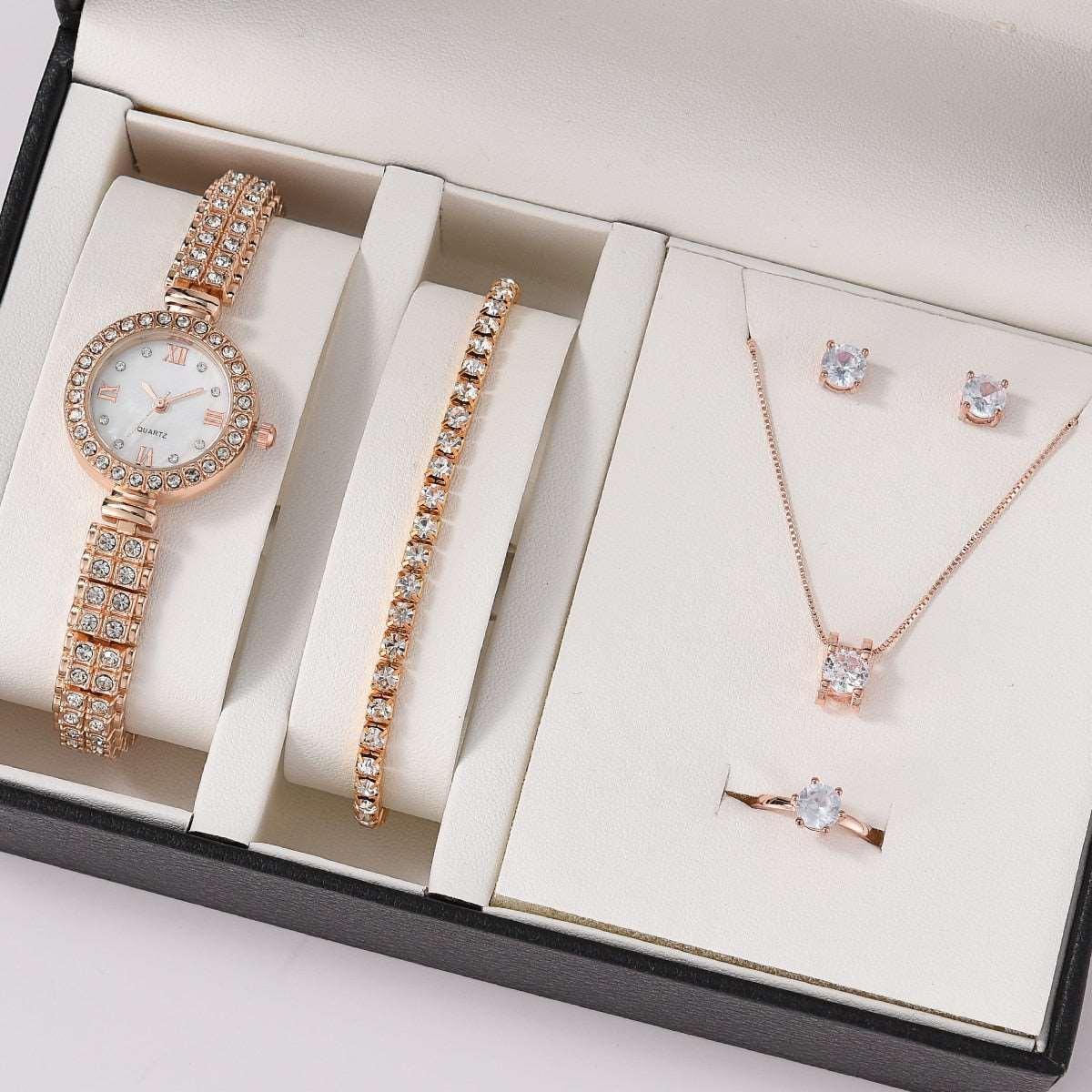 6PCS Womens Watch & Jewely Gift Set - Luxurious Weddings