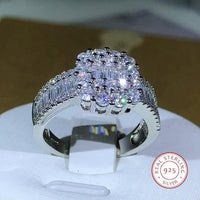 925 Silver High Quality Square White Zircon Ring - Luxurious Weddings