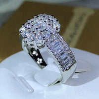 925 Silver High Quality Square White Zircon Ring - Luxurious Weddings