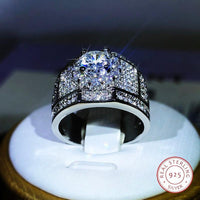 925 Sterling Silver AAA White Zircon Engagement Rings - Luxurious Weddings