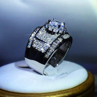 925 Sterling Silver AAA White Zircon Engagement Rings - Luxurious Weddings