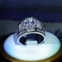 925 Sterling Silver AAA White Zircon Engagement Rings - Luxurious Weddings