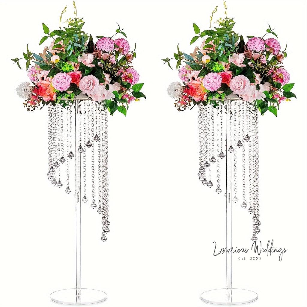 Acrylic Vase Stands - Elegant Wedding Centerpieces - 2 Pcs - Luxurious Weddings