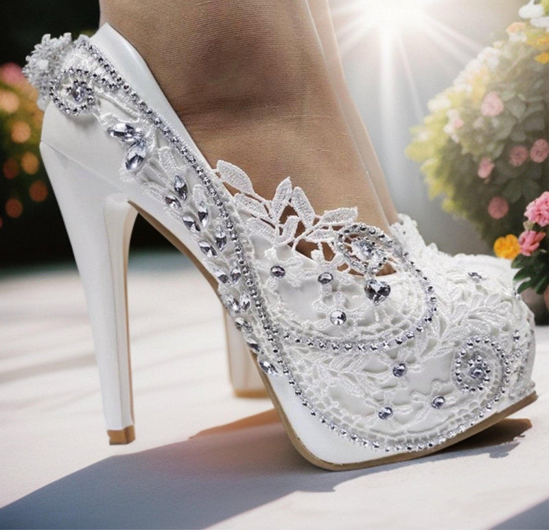 Ava-Maree Lace Bridal heels Bridal Shoes Luxurious Weddings