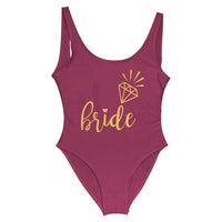 Bachelorette Party One Piece Swimsuit Bride Squad - Luxurious Weddings