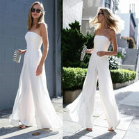 Backless Off Shoulder High Waisted Straight Pants Playsuit - Luxurious Weddings