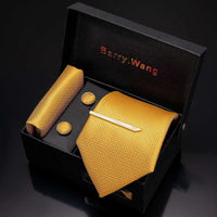 Barry.Wang Luxury Designer Gold Neck Tie Set