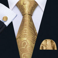 Barry.Wang Luxury Designer Gold Neck Tie Set - Luxurious Weddings