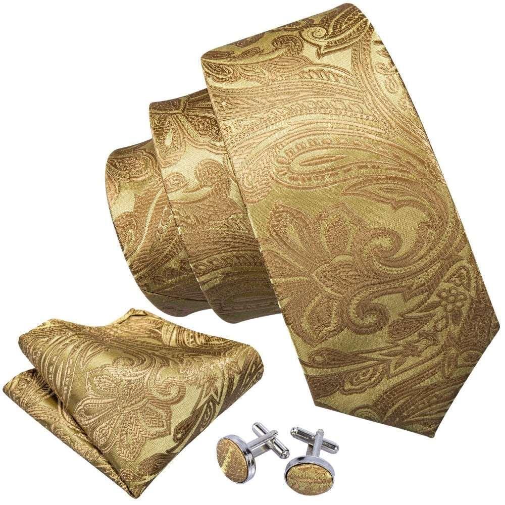 Barry.Wang Luxury Designer Gold Neck Tie Set - Luxurious Weddings