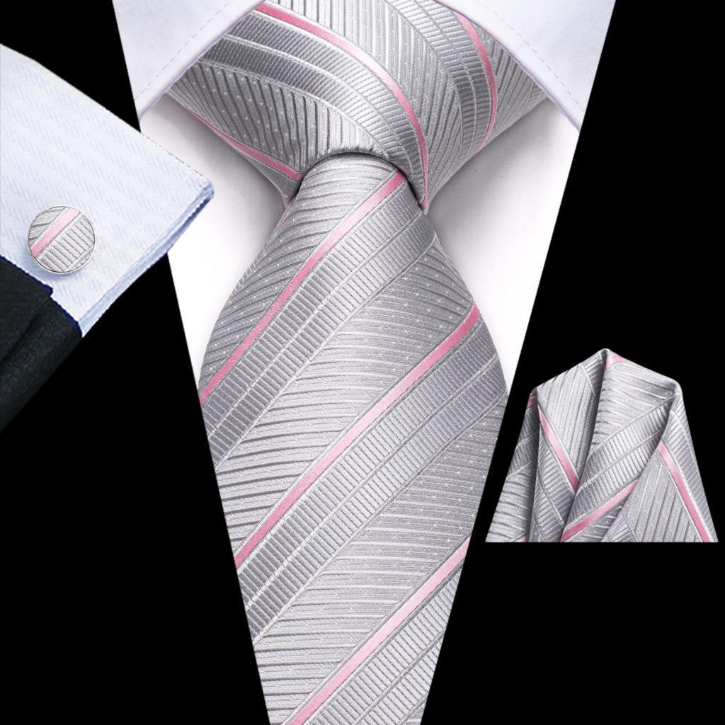 Black Red Striped Silk Wedding Tie For Men Handky Cufflink Gift Men Necktie Fashion Business Party Dropshiping Hi-Tie Designer - Luxurious Weddings