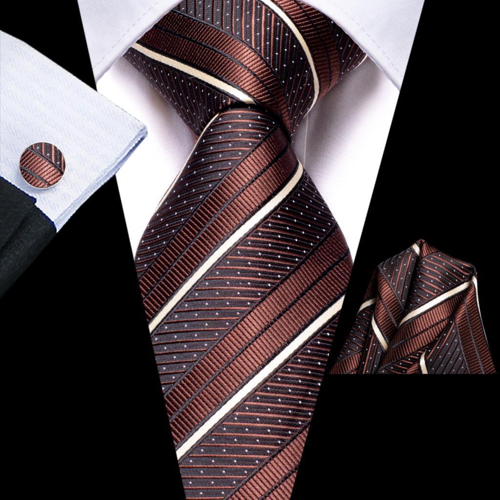 Black Red Striped Silk Wedding Tie For Men Handky Cufflink Gift Men Necktie Fashion Business Party Dropshiping Hi-Tie Designer - Luxurious Weddings