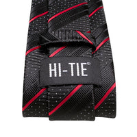 Black Red Striped Silk Wedding Tie For Men Handky Cufflink Gift Men Necktie Fashion Business Party Dropshiping Hi-Tie Designer - Luxurious Weddings