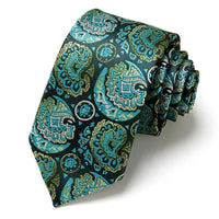 Blue Necktie Green & Orange Silk Gravatas For Men - Luxurious Weddings