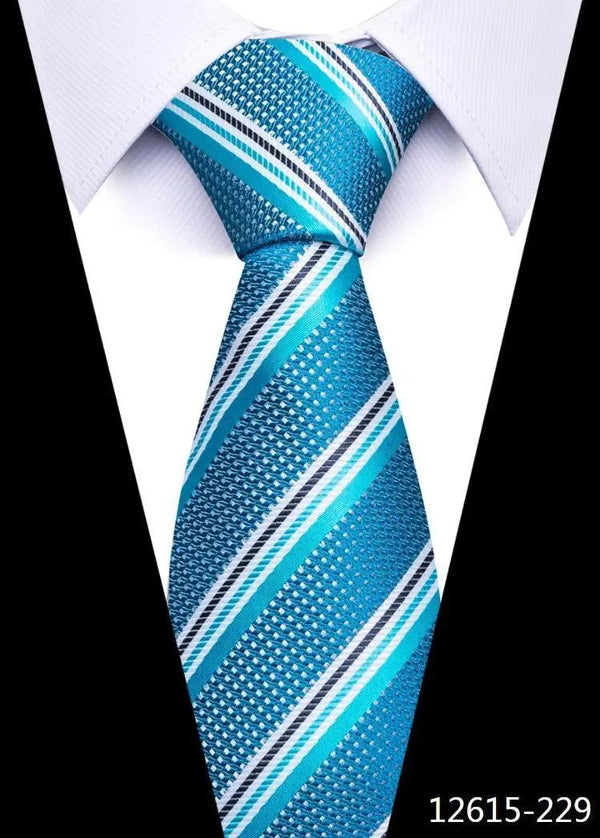 Blue Necktie Green & Orange Silk Gravatas For Men - Luxurious Weddings