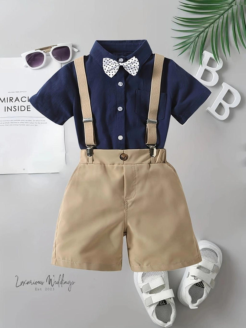 Boys Formal Outfit Set - Shirt, Bowtie, Pants, and Suspenders Boys Formal Outfit Luxurious Weddings