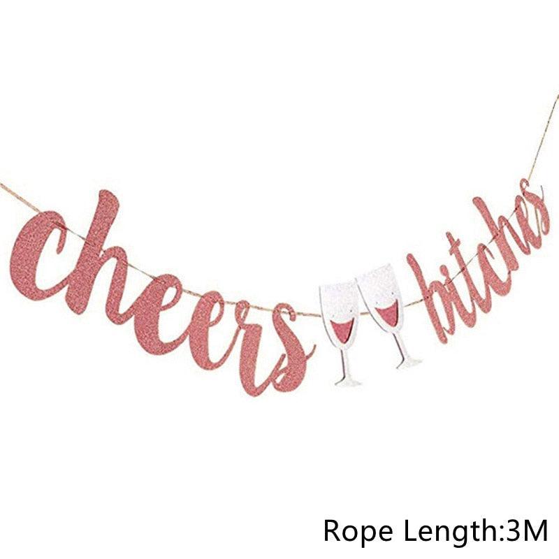 Bride To Be Big Wine Bottle Balloon Cheers Banner Decorations - Luxurious Weddings