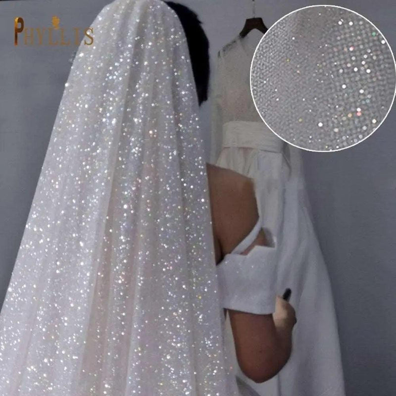 Champagne Bling Veils High Sparkle Bridal Veil - Luxurious Weddings