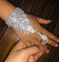 Crystal Finger Ring Bracelet Rhinestone Hand Chain - Luxurious Weddings