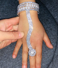 Crystal Finger Ring Bracelet Rhinestone Hand Chain - Luxurious Weddings