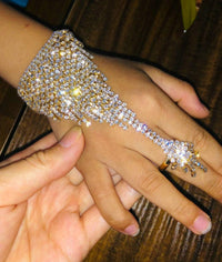 Crystal Finger Ring Bracelet Rhinestone Hand Chain - Luxurious Weddings