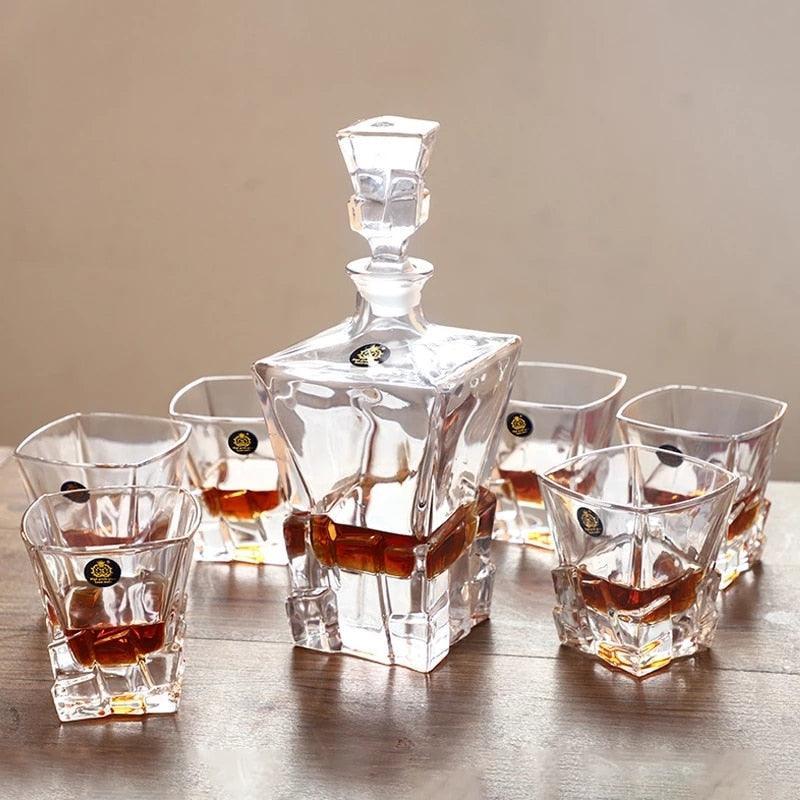 Crystal Glass Wine Bottle + Cups Wine/Whisky Decanter - Luxurious Weddings