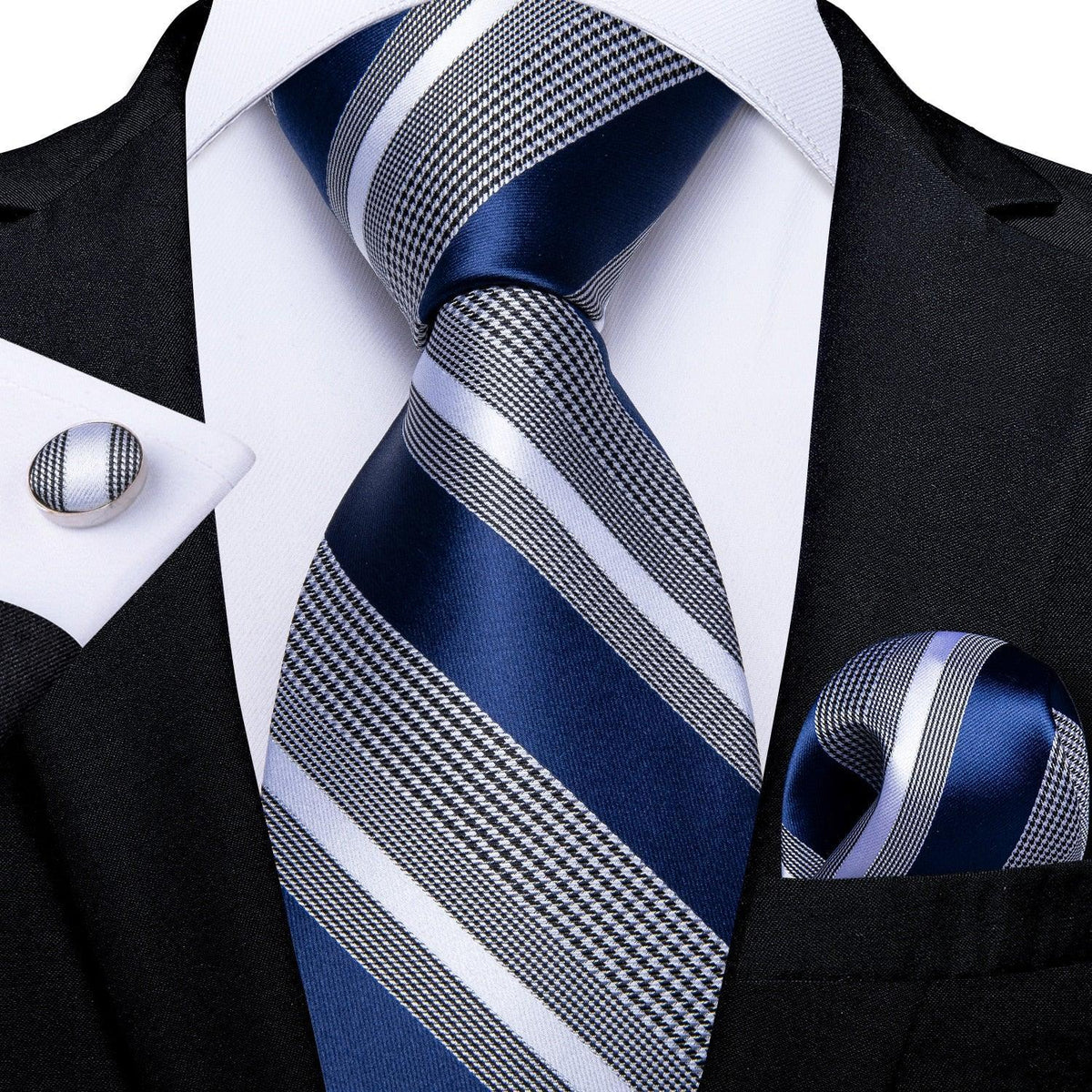 Designer Silk Necktie Hanky & Cufflink Set - Luxurious Weddings