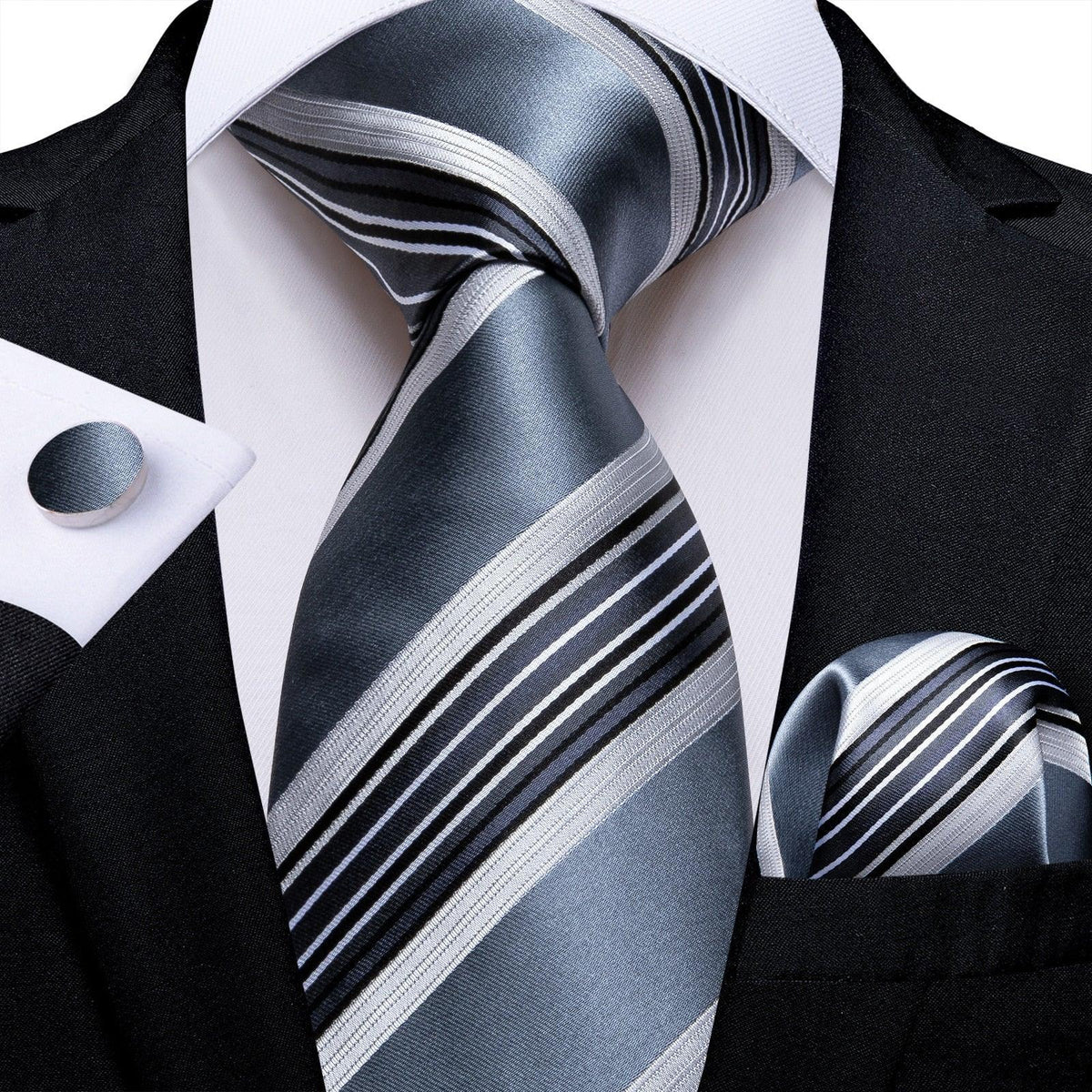 Designer Silk Necktie Hanky & Cufflink Set - Luxurious Weddings