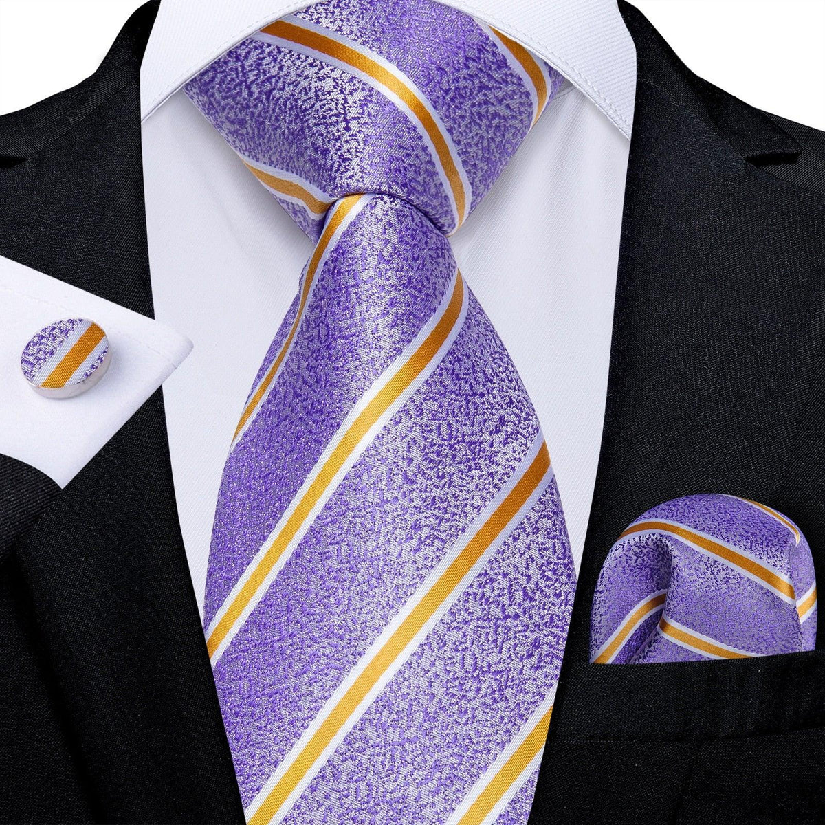 Designer Silk Necktie Hanky & Cufflink Set - Luxurious Weddings