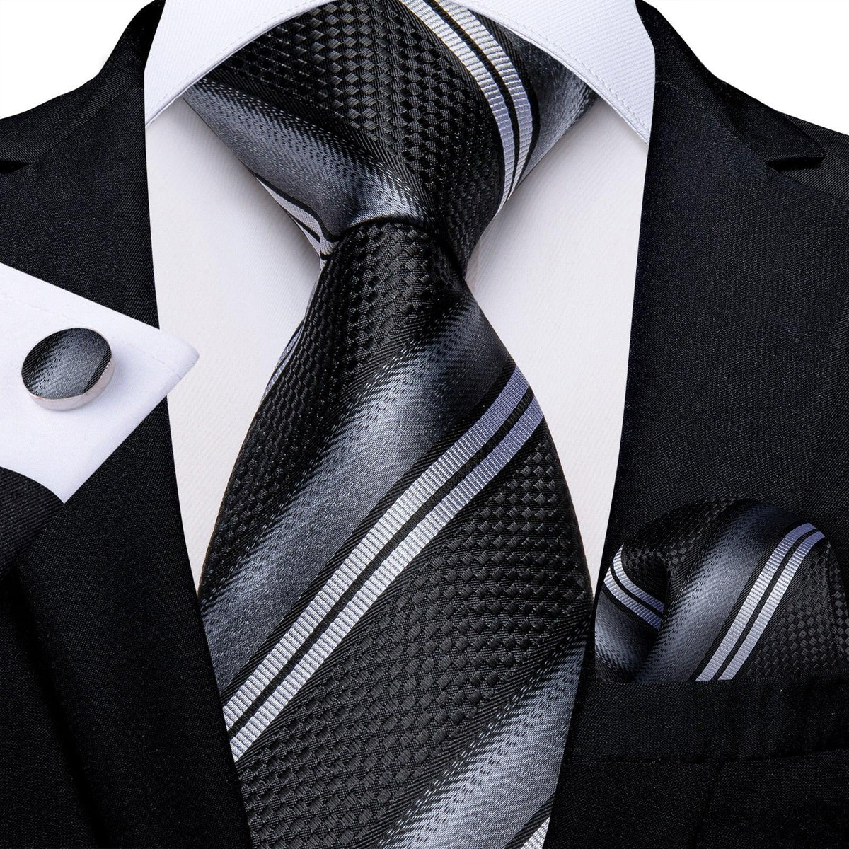 Designer Silk Necktie Hanky & Cufflink Set - Luxurious Weddings