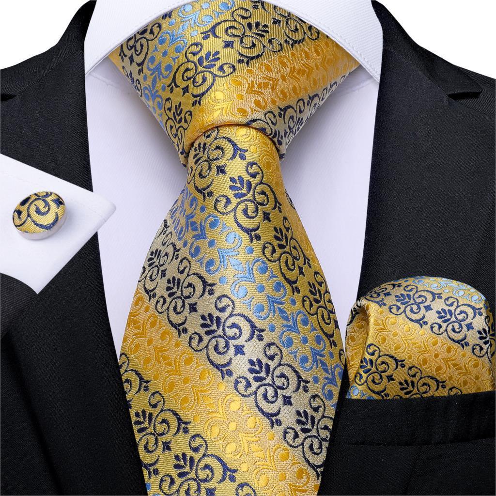 Designer Silk Necktie Hanky & Cufflink Set - Luxurious Weddings