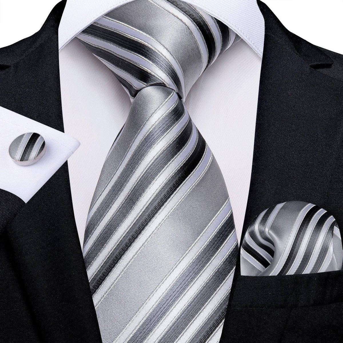 Designer Silk Necktie Hanky & Cufflink Set - Luxurious Weddings