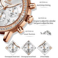 Diamond Dial Quartz Watch for Women Elegant Leather Strap - Luxurious Weddings