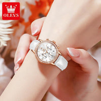 Diamond Dial Quartz Watch for Women Elegant Leather Strap - Luxurious Weddings
