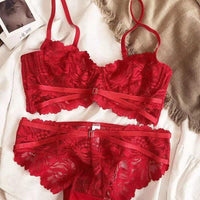 French Underwear Set Push Up Brassiere Lace Embroidery Bra Sets - Luxurious Weddings