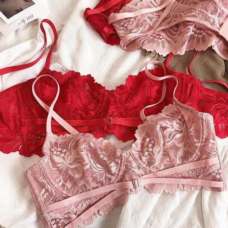 French Underwear Set Push Up Brassiere Lace Embroidery Bra Sets - Luxurious Weddings