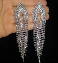 Full Rhinestone Tassel Earrings - Luxurious Weddings