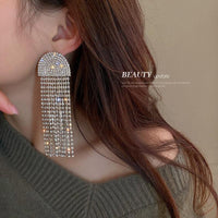 Full Rhinestone Tassel Earrings - Luxurious Weddings